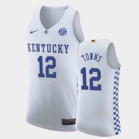 Men Kentucky Wildcats Karl Anthony Towns College Basketball Authentic White Jersey